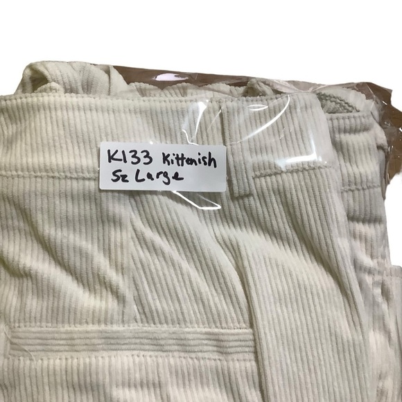 NWT Kittenish Corduroy Pant Cords Sz Large Ivory Cream - Picture 6 of 6